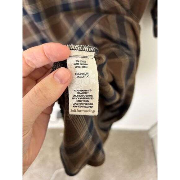 Soft Surroundings Dress Women's‎ XS Dorset Drop Waist Flannel Midi Brown Plaid - Picture 8 of 12
